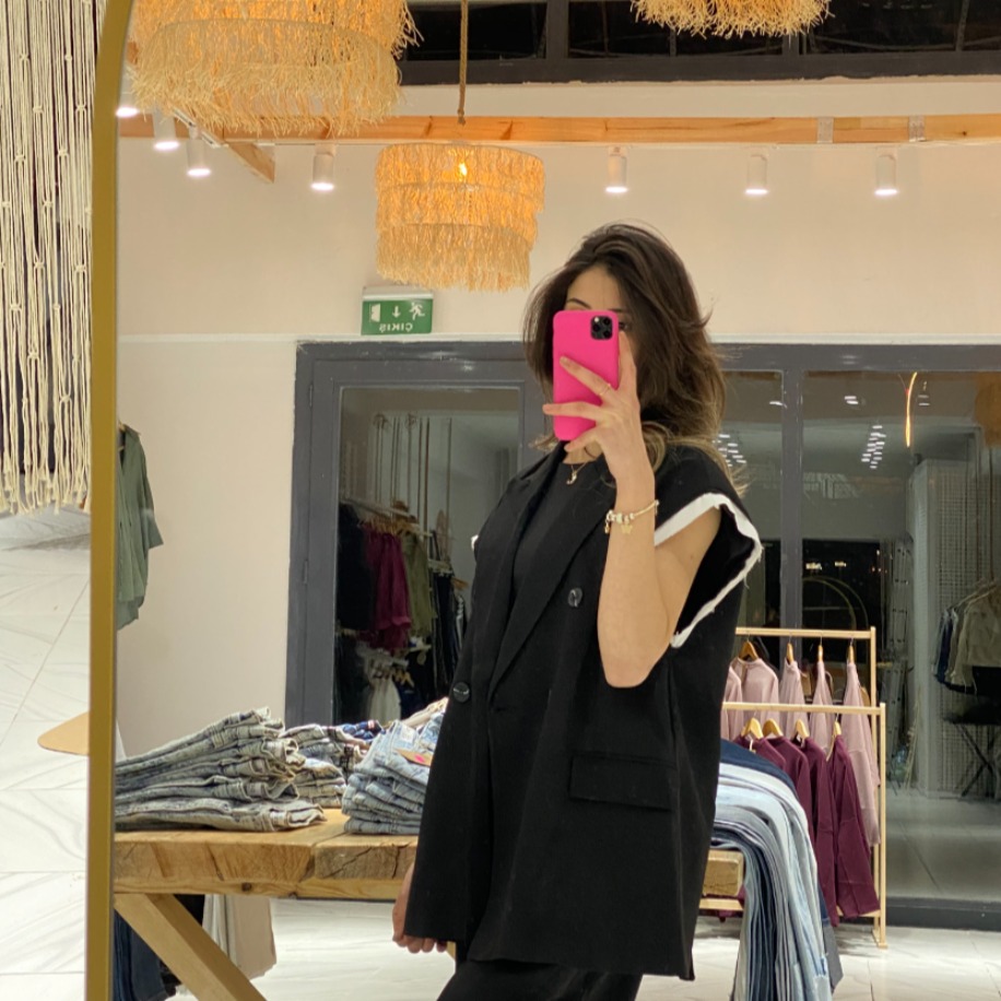 Siyah Oversize Kolsuz Yelek
