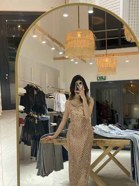 Gold File Dokulu Askılı Abiye Elbise