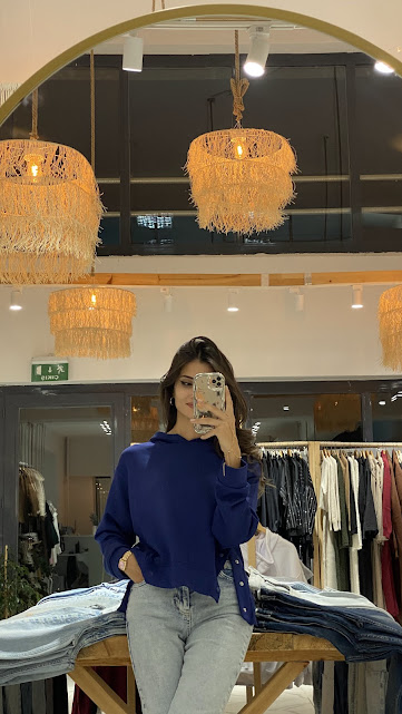 Lacivert Çıtçıt Detaylı Oversize Sweat