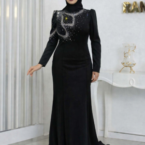 BellaVita Butik 2026 Yeni Sezon Şık Siyah Taş İşlemeli Tesettür Abiye