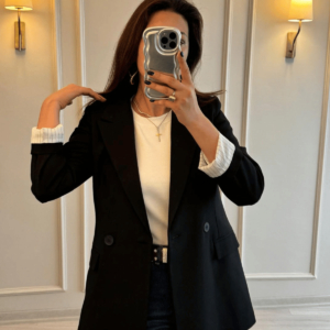 Klasik Kesim Siyah Blazer Ceket