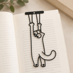 6’lı Ters Asılı Kedi Figürlü Renkli Kitap Ayracı Seti
