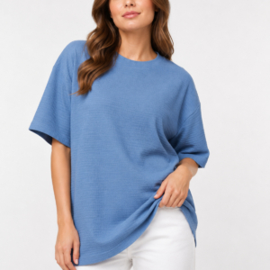 Oversize Dokulu Basic Tişört
