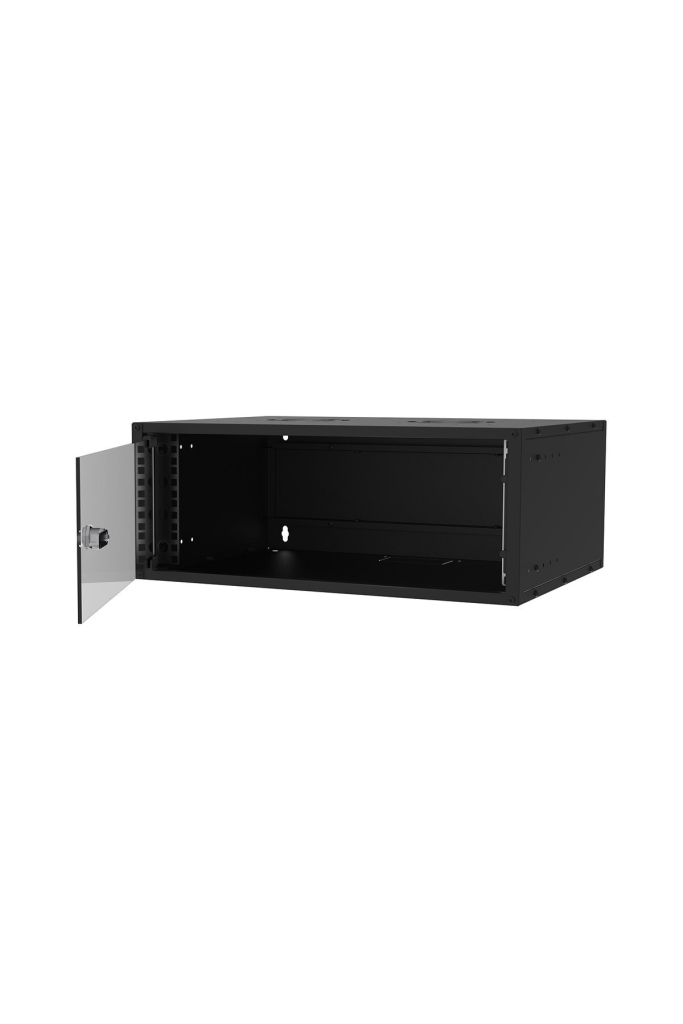 SL-U4 4U Soho Rack Kabin 530×400 mm Şeffaf Kapılı Kilitli Siyah – ürün görseli 2