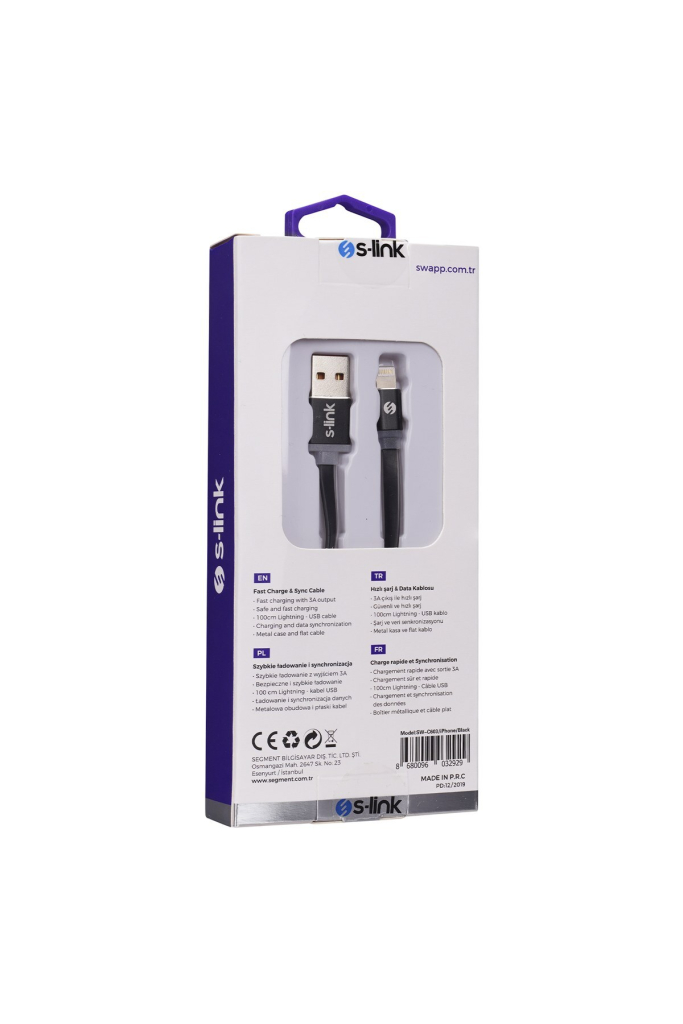 SW-C603 iPhone Lightning Şarj Kablosu 1 Metre 2A Siyah – ürün görseli 3